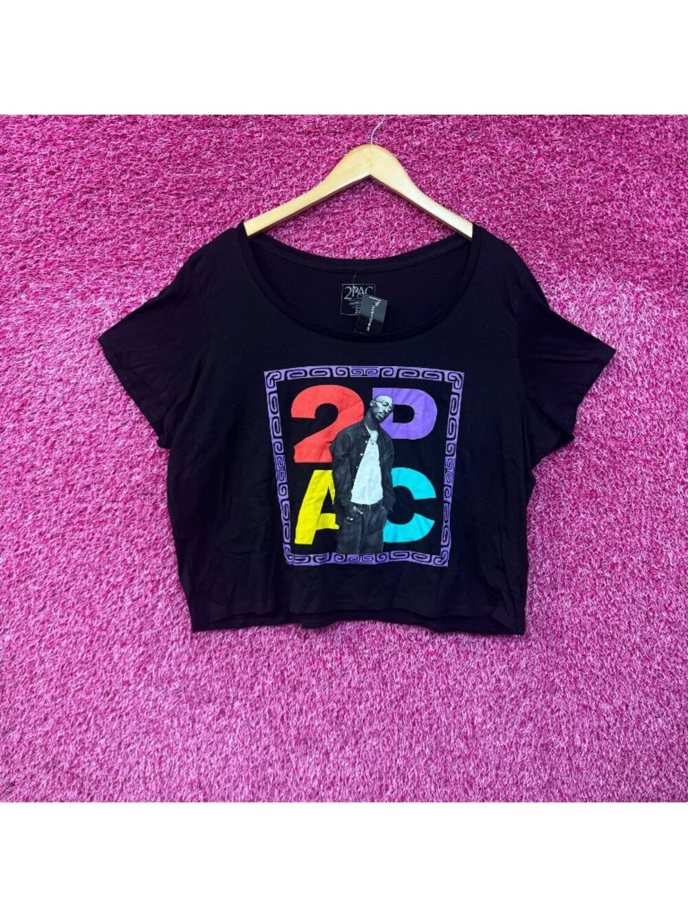 2Pac Color Spell Out Fresh Out the Joint Hip Hop Crop Top 2X